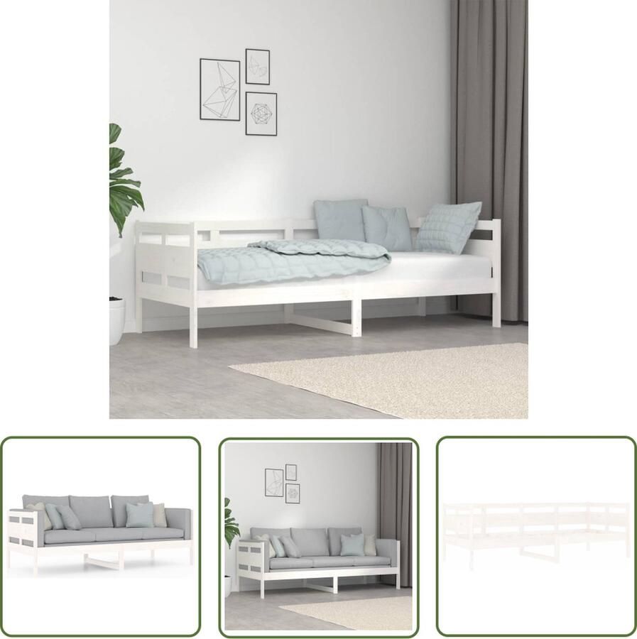 The Living Store Houten Slaapbank wit 203.5 x 86 x 66 cm massief grenenhout veelzijdige logeerbed en bank Slaapbank Logeerbed Houten Meubels Grenenhouten Meubilair Multifunctioneel Meubel - Foto 2