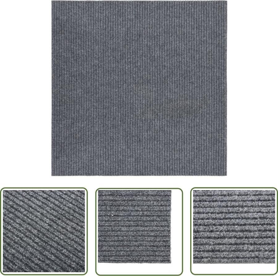 The Living Store Tapijtloper Naaldvilt 100 x 100 cm Grijs 70% PP en 30% PES Tapijtroeper Loopmat Binnenvloerbekleding Grijze Tapijt Modern Tapijt