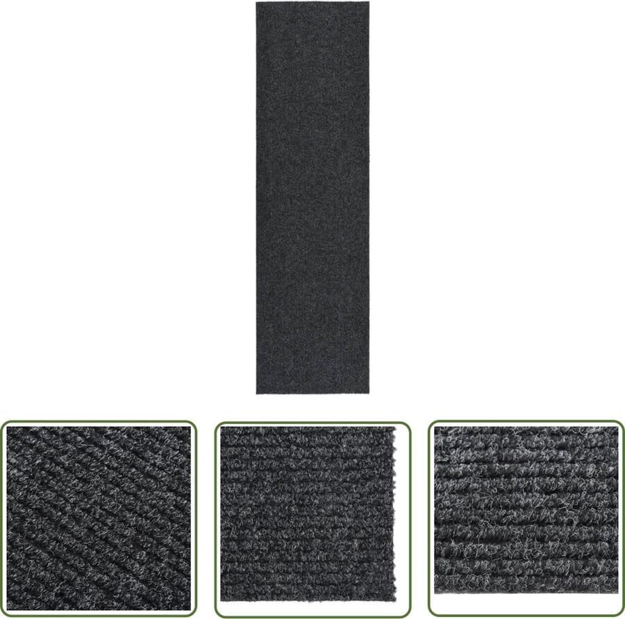 The Living Store Tapijtloper Modern 100 x 350 cm Antraciet 70% PP en 30% PES Tapijtroeper Loopmat Binnenvloerbekleding Antraciet Kleur Moderne Design
