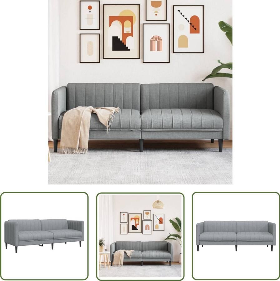 The Living Store Bank Modern Dikgevoerd 3-zitsbank 193 x 76.5 x 74.5 cm Lichtgrijs Dik gevoerde zitting en ondersteunende poten 3 Persoons Bank Lounge Bank Banks Kopen Stoffen Bank Grijze Bank