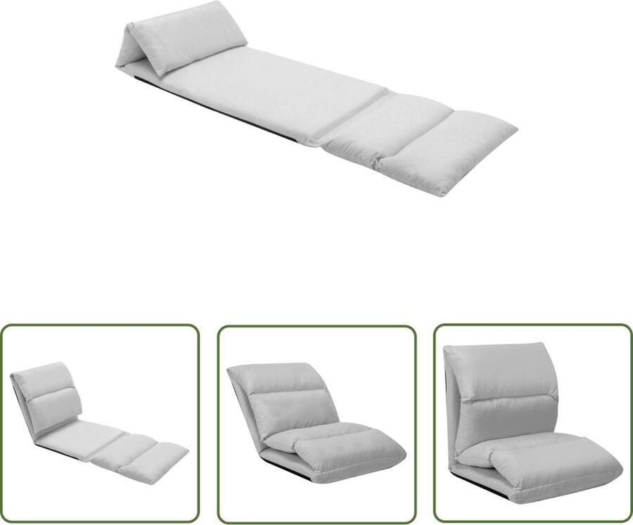 The Living Store vloerstoel Loungebed microvezel 216 x 56 x 9 cm Lichtgrijs Vloerstoel Lounge Bed Microfiber Vouwstoel Relaxfauteuil - Foto 2