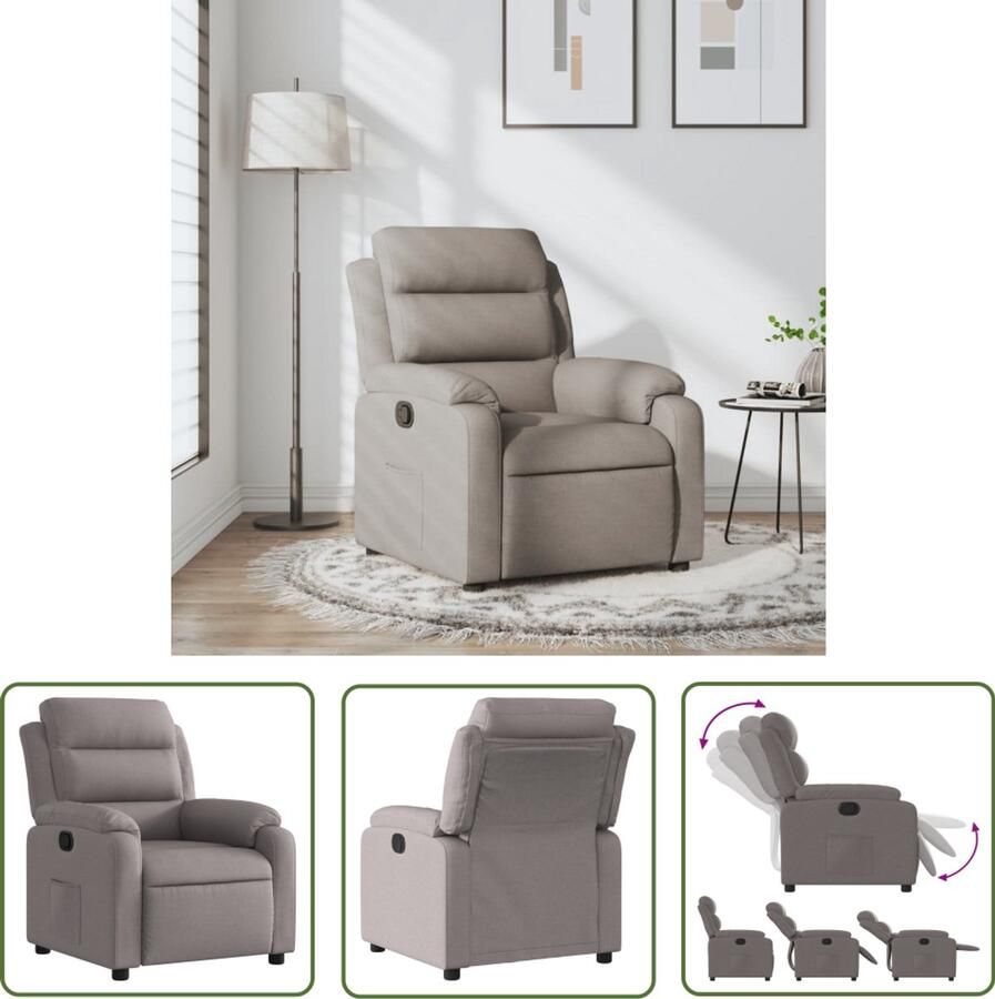 VidaXL Fauteuil verstelbaar stof taupe Fauteuil Lounge Chair Relaxstoel Verstelbare Stoel Taupe