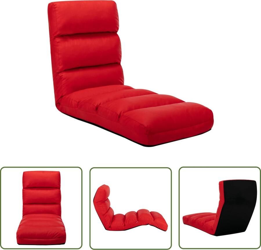 The Living Store Vloerstoel Loungebed Kunstleer Rood 175 x 56 x 20 cm Instelbaar Vloerstoel Lounge Chair Lounge Bed Relaxfauteuil Tuinmeubel - Foto 2
