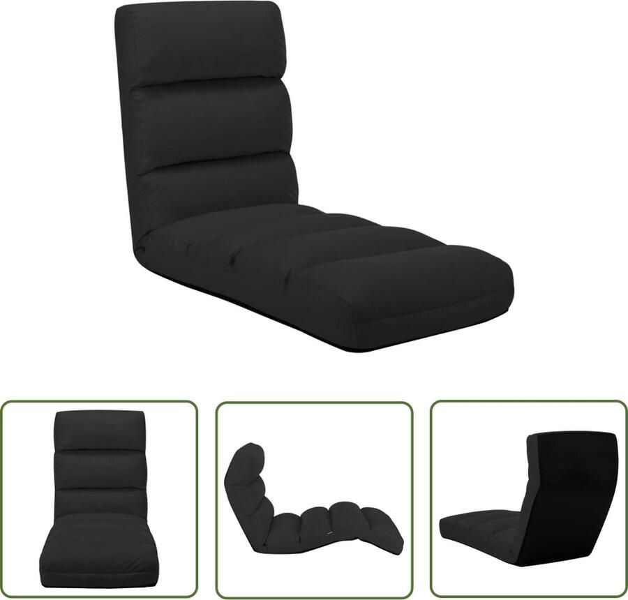 The Living Store Loungebed Zwart Kunstleer 175x56x20cm Verstelbaar Inklapbaar Vloerstoel Lounge Chair Relaxfauteuil Zithoek Tuinmeubel - Foto 2