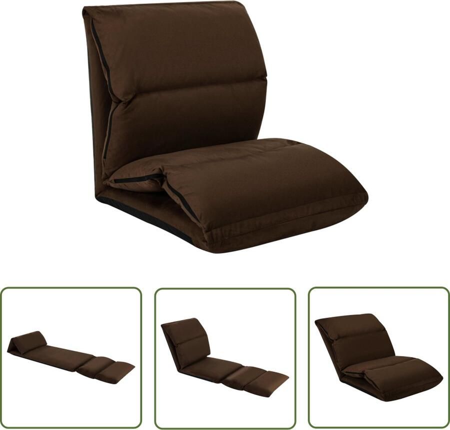 The Living Store Vloerstoel Zachte Bruin Microvezel 216x56x9 cm Vloerstoel Lounge Chair Relaxfauteuil Microfiber Bruine Fauteuil - Foto 2