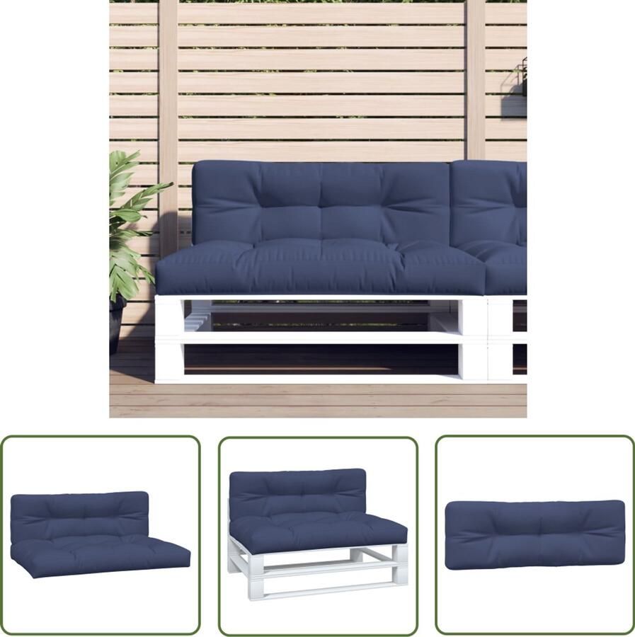 The Living Store Palletkussens 2 st stof marineblauw Palletkussens Lounge Hoek Tuinkussens Balkon Kussens Outdoor Kussens