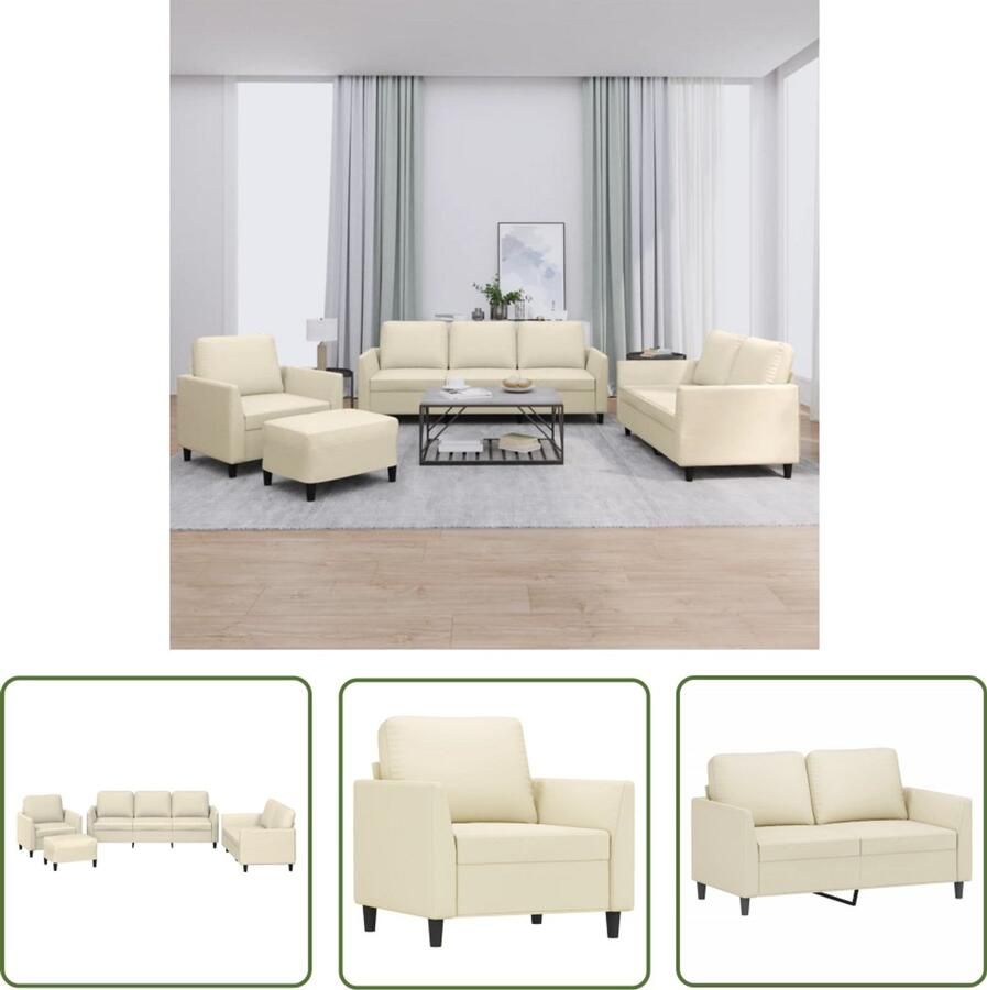 VidaXL Lounge Set Loungebank 4-delige Loungeset met kussens kunstleer crème Tuinset Buitenset Creme Meubels