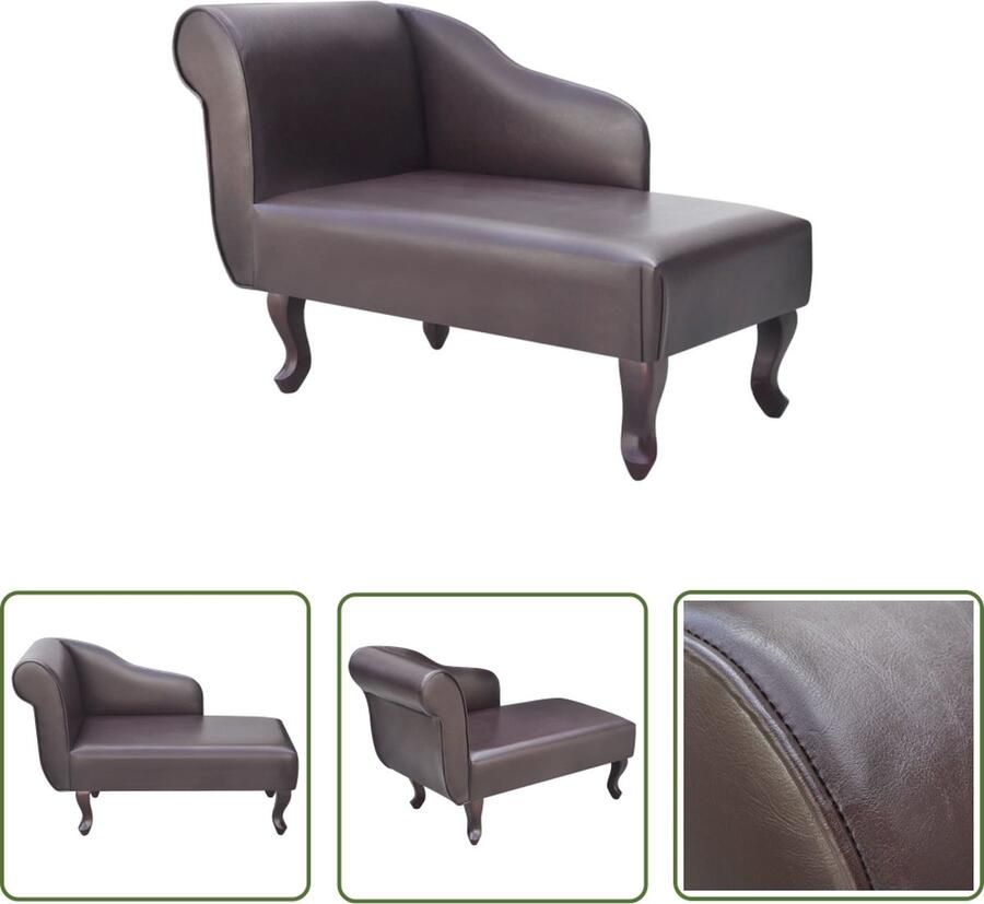 The Living Store Chaise Longue Bruin 104 x 51 x 69.5 cm Kunstleren bekleding Chaise Lounge Bruine Leer Lounge Stoel Bruin Relaxfauteuil Bruin Fauteuil Bruin Kunstleer Loungestoel - Foto 2