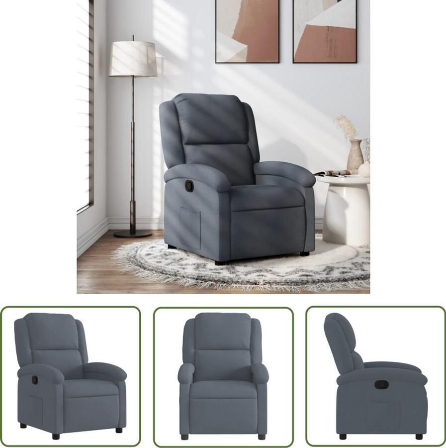 VidaXL Fauteuil verstelbaar fluweel donkergrijs Comfortabele Fauteuil Lounge Stoel Relaxfauteuil Donkere Grijze Fauteuil Fluweelfauteuil