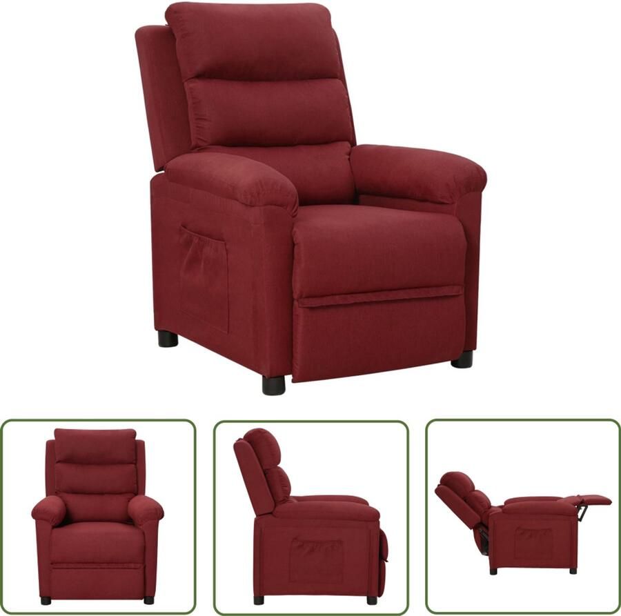 VidaXL Fauteuil verstelbaar stof wijnrood Comfortabele Fauteuil Lounge Stoel Relaxfauteuil Fauteuils Rood Design Fauteuil