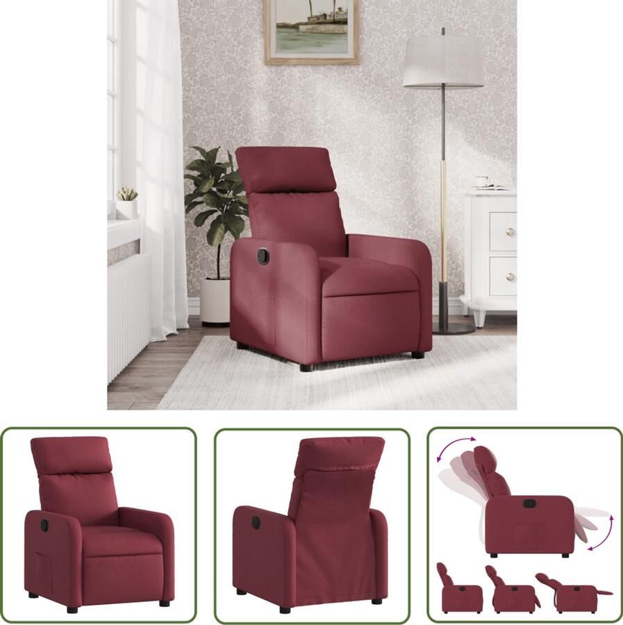 VidaXL Fauteuil verstelbaar stof wijnrood Elegante Fauteuil Lounge Stoel Fauteuils Rood Velours Fauteuil Loungestoel
