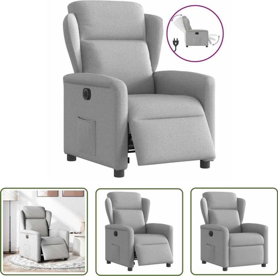 VidaXL Lounge Stoel Elektrische Fauteuil elektrisch verstelbaar stof wolk grijs Relaxfauteuil Zitcomfort Ergonomische Stoel