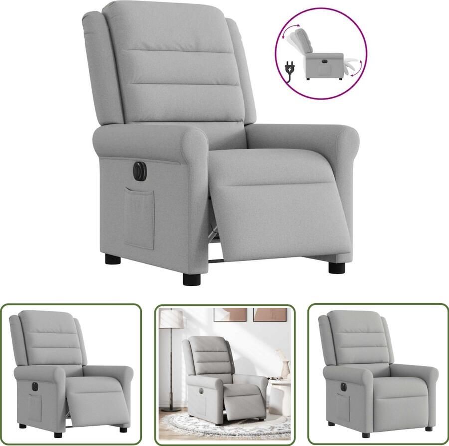 VidaXL Lounge Stoel Elektrische Fauteuil elektrisch verstelbaar stof wolk grijs Relaxfauteuil Ergonomische Stoel Leesstoel