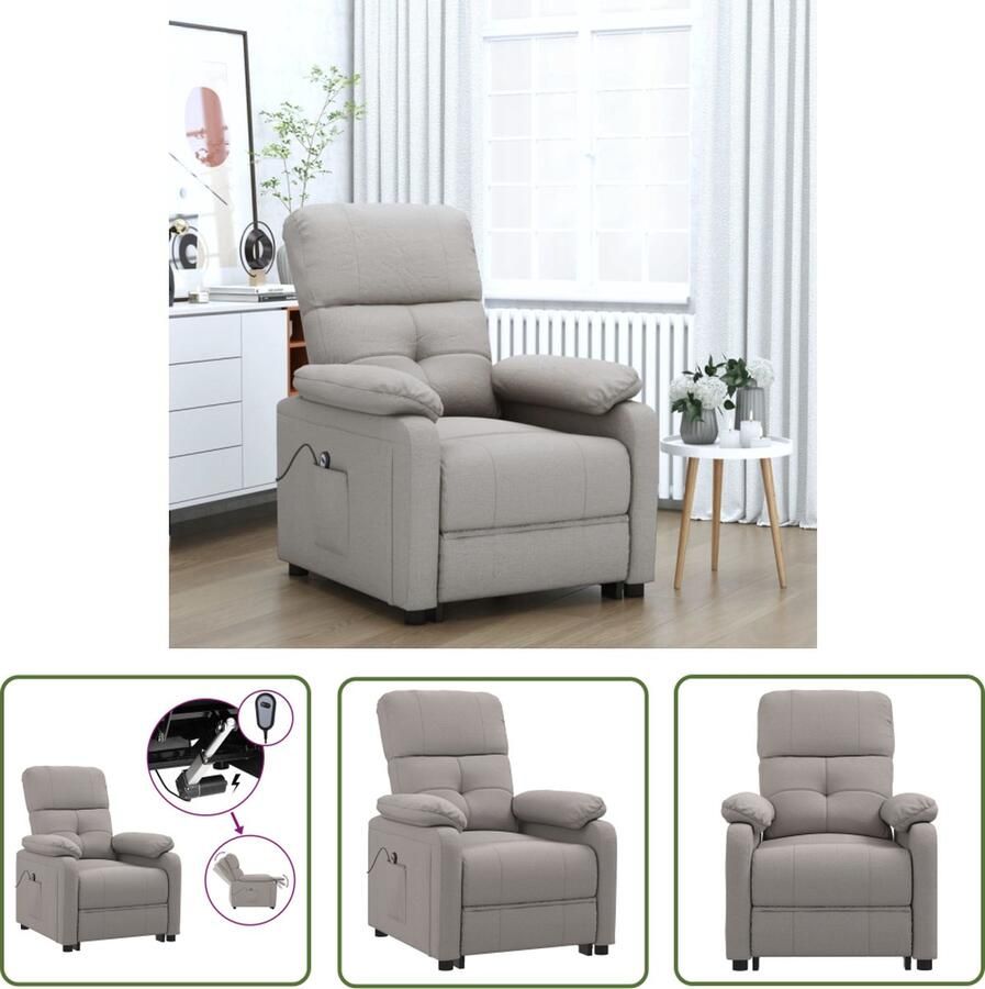 The Living Store Verstelbare Fauteuil Hoge Rug Elektrisch Stof 76x90x100 cm Taupe Elektrische Fauteuil Lounge Stoel Loungestoel Verstelbare Fauteuil Ergonomische Stoel
