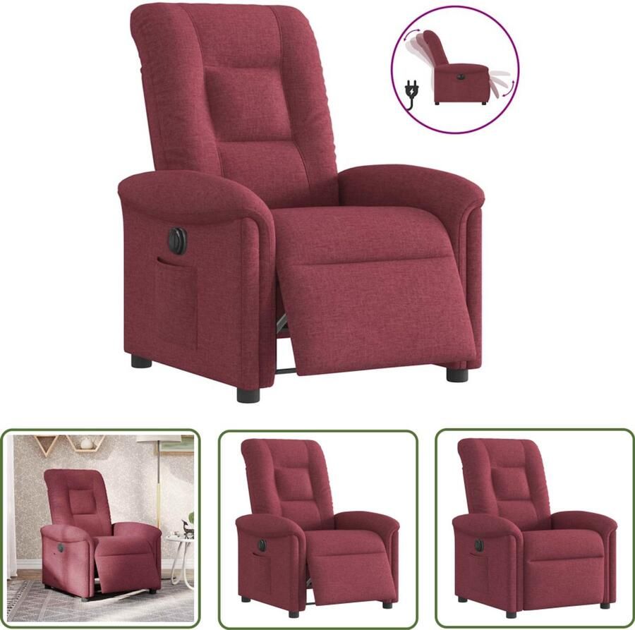 VidaXL Fauteuil verstelbaar elektrisch stof wijnrood Elektrische Fauteuil Lounge Stoel Fauteuil Grijs Relaxstoel Lederlook