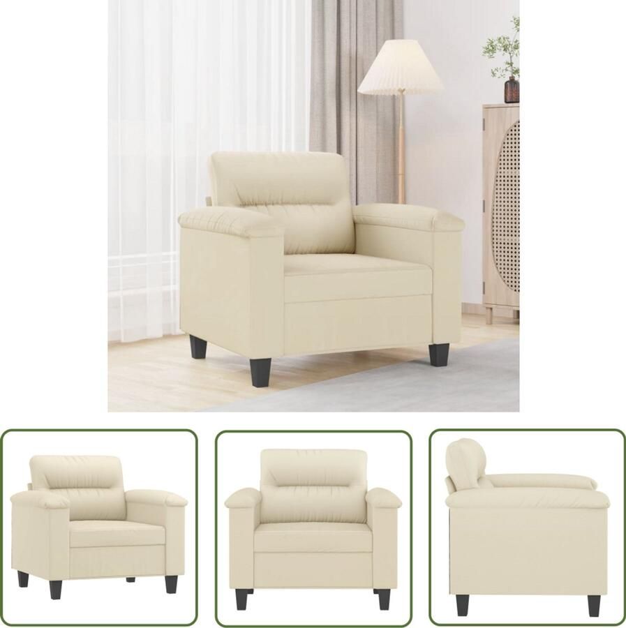 VidaXL Fauteuil 60 cm kunstleer crèmekleurig Fauteuil Lounge Stoel Creme Kleur Kunstleder Living Room Decoratie