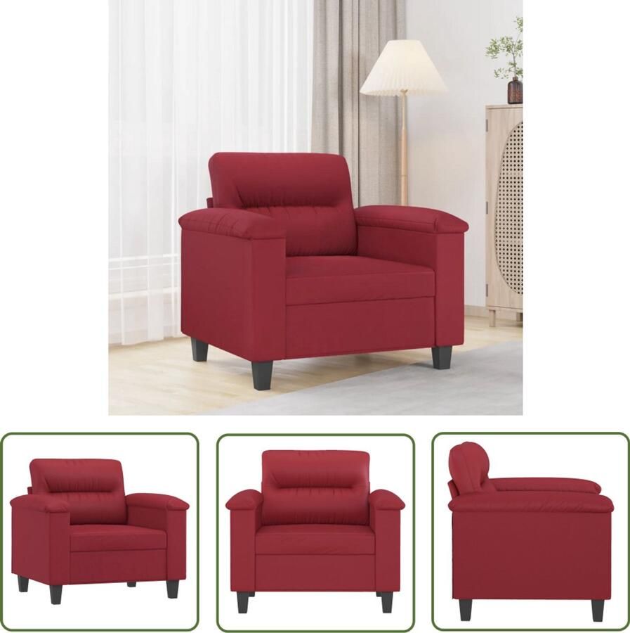 VidaXL Fauteuil 60 cm kunstleer wijnrood Fauteuil Lounge Stoel Vintage Fauteuil Rode Fauteuil Lederlook Fauteuil