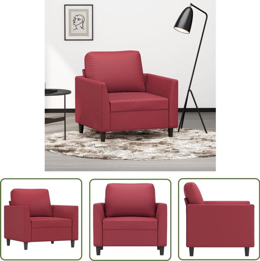 VidaXL Fauteuil 60 cm kunstleer wijnrood Fauteuil Lounge Stoel Woonkamerstoel Rood Kunstleer