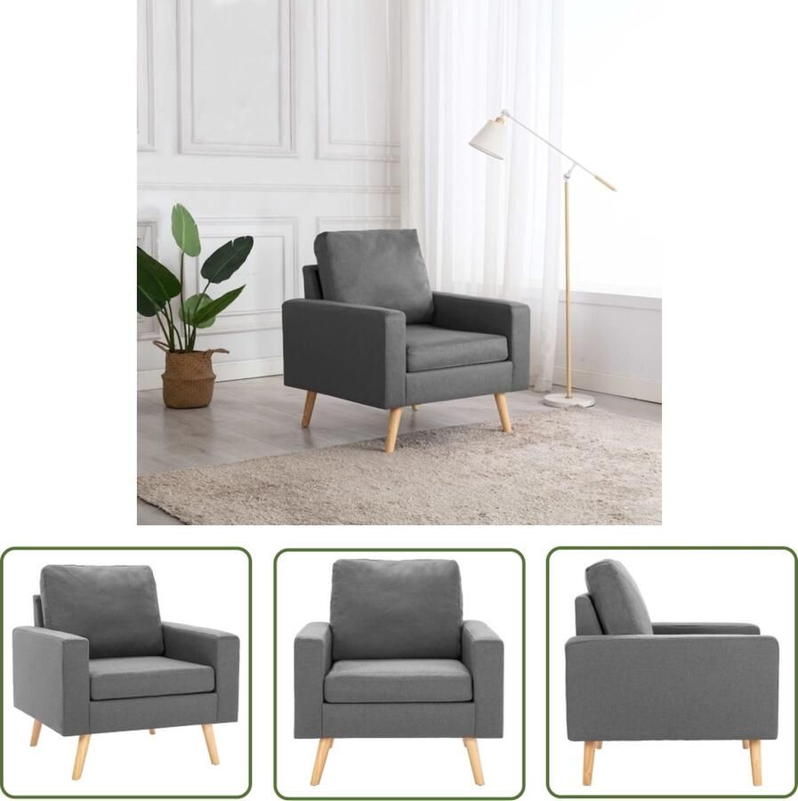 The Living Store Fauteuil Zitmeubels 77 x 71 x 80 cm Lichtgrijs stoffen bekleding Fauteuil Lounge Stoel Relaxstoel Grijs Meubilair Design Fauteuil - Foto 2