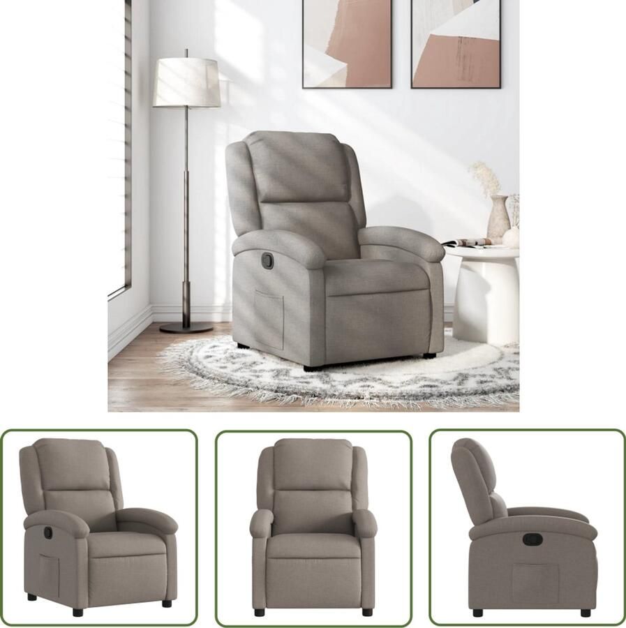 VidaXL Lounge Stoel Fauteuil Verstelbaar Fauteuil verstelbaar stof taupe Fauteuils Taupe Ergonomische Stoel Relaxstoel