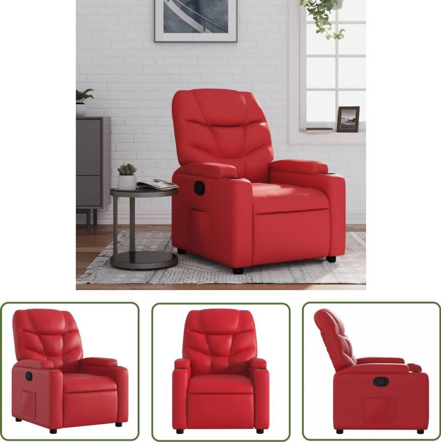 VidaXL Fauteuil verstelbaar kunstleer rood Fauteuil Lounge Stoel Relaxstoel Roode Fauteuil Kunstlederen Fauteuil