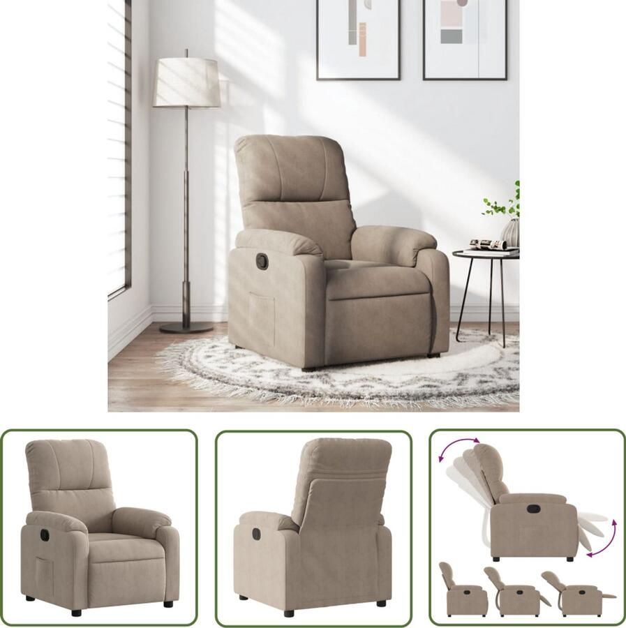VidaXL Fauteuil verstelbaar microvezelstof taupe Fauteuil Lounge Stoel Relaxstoel Microvezel Taupe