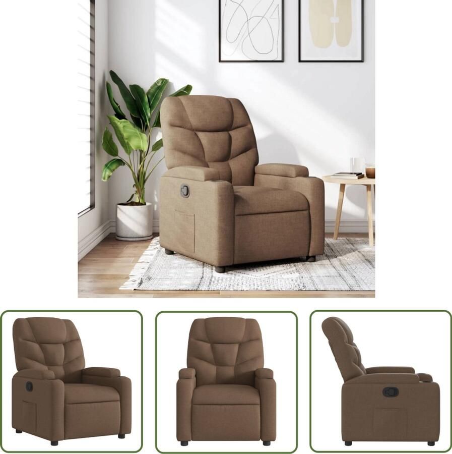VidaXL Fauteuil verstelbaar stof bruin Fauteuil Lounge Stoel Relaxstoel Lederlook Velours