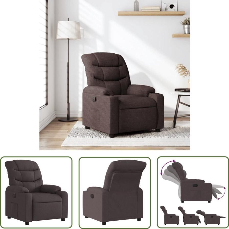 VidaXL Fauteuil verstelbaar stof donkerbruin Fauteuil Lounge Stoel Relaxstoel Lederlook Bruine Fauteuil