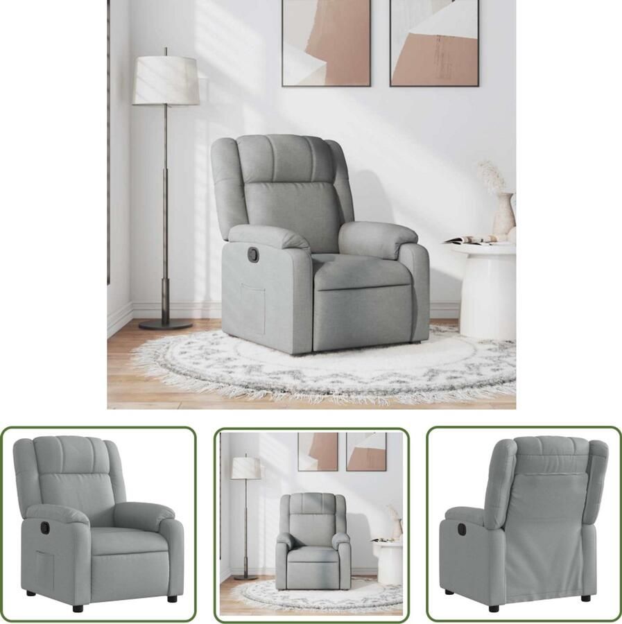 VidaXL Fauteuil verstelbaar stof lichtgrijs Fauteuil Lounge Stoel Relaxstoel Verstelbare Stoel Ergonomische Stoel