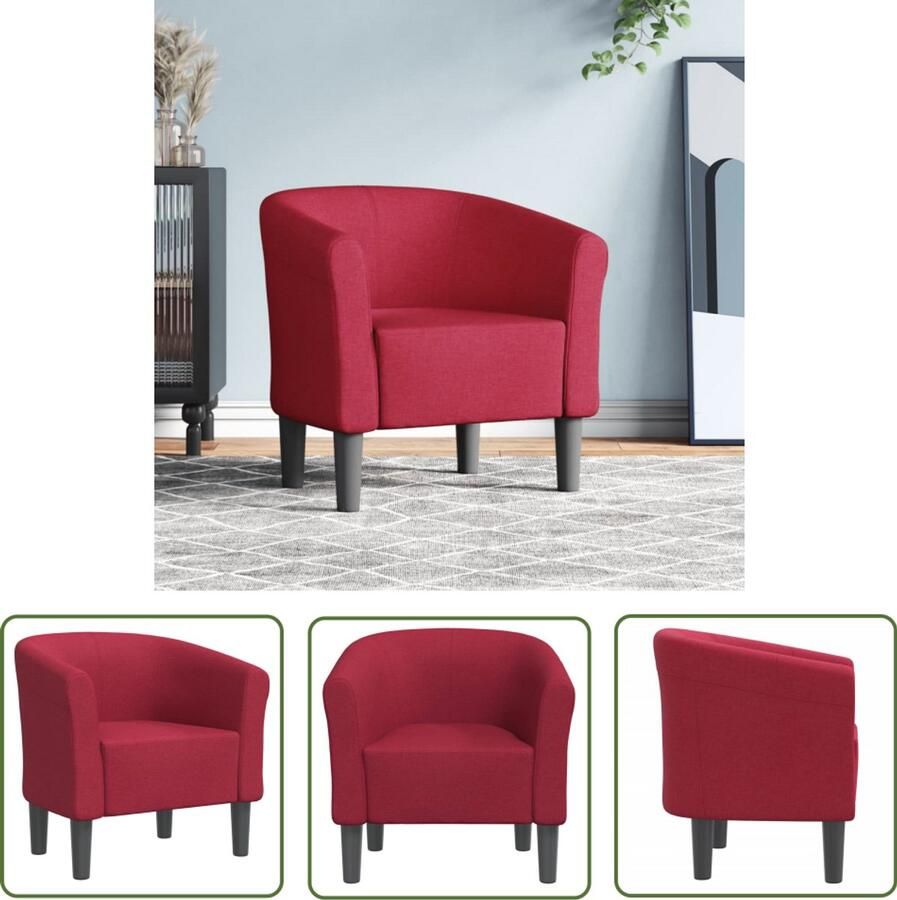 The Living Store Kuipstoel stof wijnrood Kuipstoel Lounge Stoel Fauteuils Woonkamer Slaapkamer