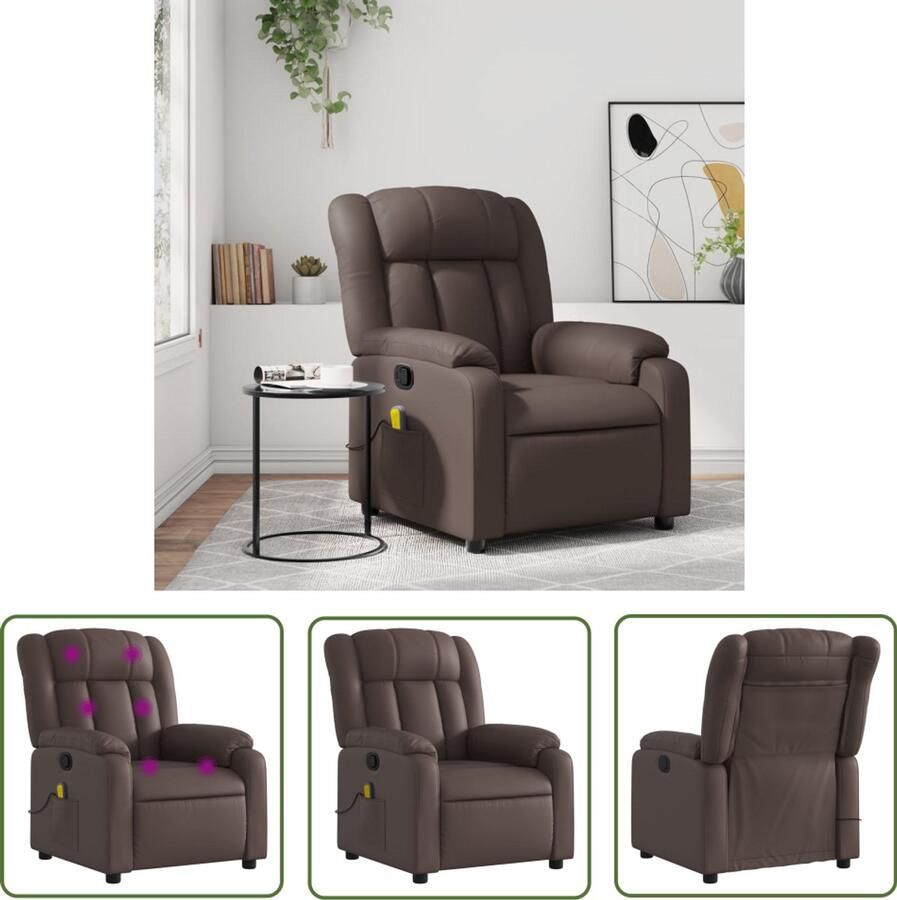 VidaXL Massagestoel verstelbaar kunstleer bruin Massagestoel Lounge Stoel Relaxstoel Lederlook Bruine Stoel