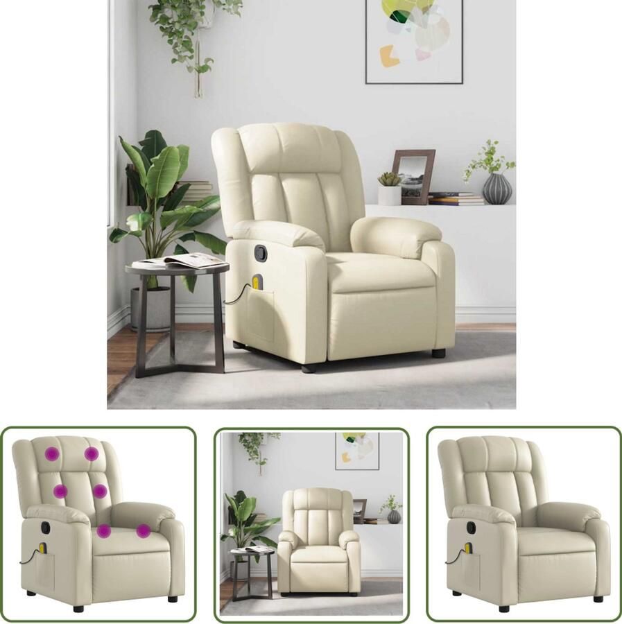 VidaXL Massagestoel verstelbaar kunstleer crème Massagestoel Lounge Stoel Relaxstoel Ergonomische Stoel Kunstleder Stoel