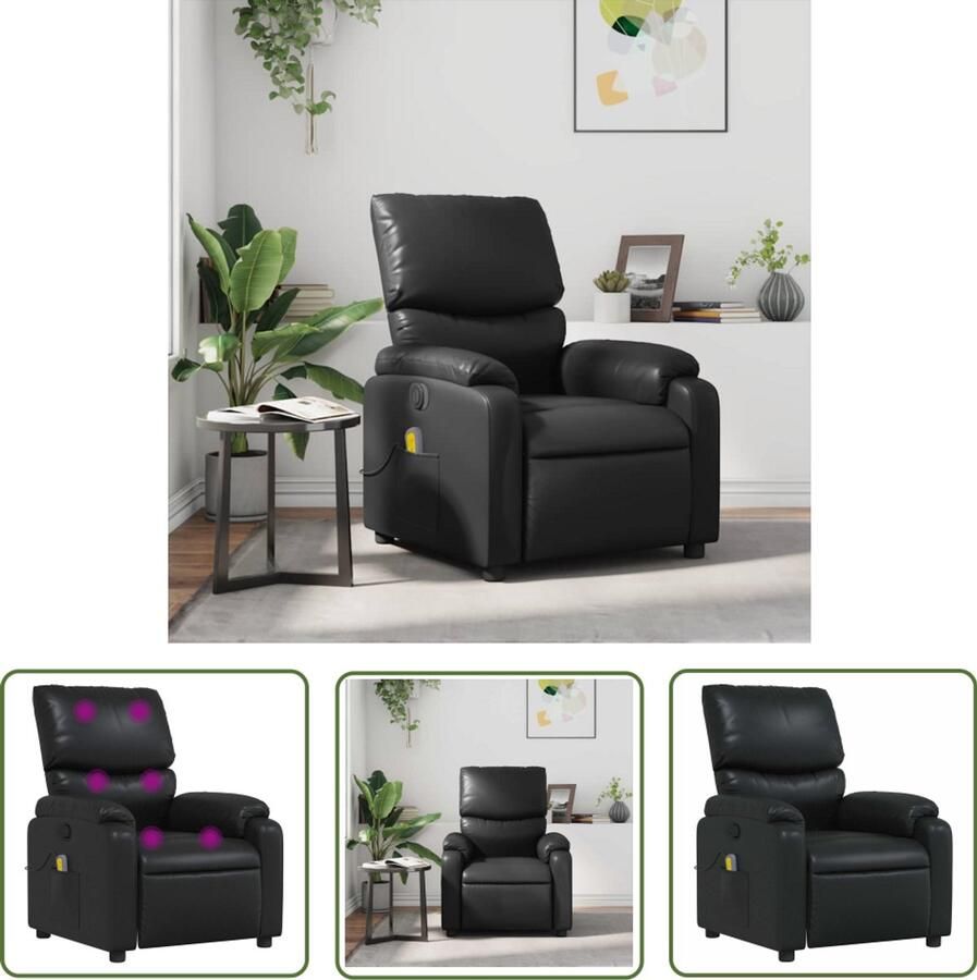 VidaXL Massagestoel verstelbaar kunstleer zwart Massagestoel Lounge Stoel Relaxstoel Ergonomische Stoel Zwarte Stoel