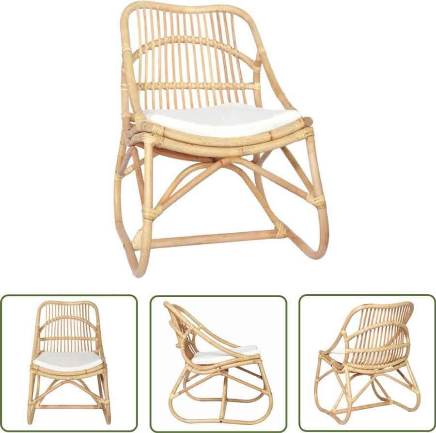 The Living Store Relaxstoel Rattan 73 x 50 x 78 cm Comfortabel Gemakkelijk schoon te maken Rattan Fauteuil Lounge Stoel Binnenstoel Zitkamer Meubels Design Stoel - Foto 2