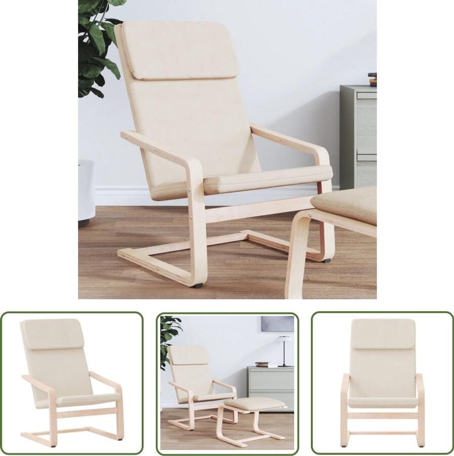 VidaXL Lounge Stoel Relaxfauteuil Relaxstoel stof crèmekleurig Creme Kleurtjes Fauteuils Huiskamer Meubilair