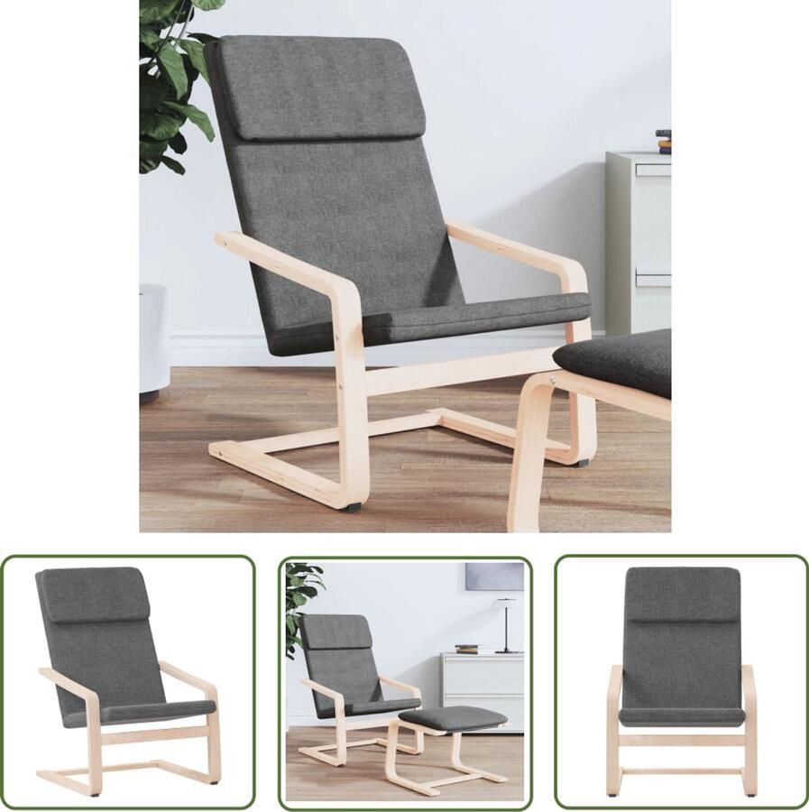 VidaXL Lounge Stoel Relaxfauteuil Relaxstoel stof donkergrijs Donkere Grijze Stoel Fauteuils Grijs Loungestoel