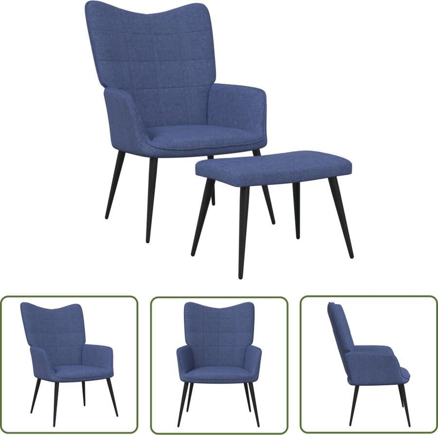The Living Store Relaxstoel Chique en elegant ontwerp Blauw 61 x 70 x 96.5 cm Stof Staal Relaxstoel Lounge Stoel Fauteuils Loungestoel Comfortabele Stoel - Foto 2