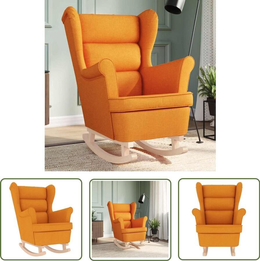 VidaXL Lounge Stoel Schommelstoel 74x90x102 cm stof donkergeel Relaxfauteuil Wicker Stoel Buitenstoelen