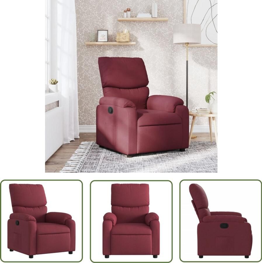 VidaXL Fauteuil verstelbaar stof wijnrood Verstelbare Fauteuil Lounge Stoel Fauteuils Rood Designstoel Relaxfauteuil