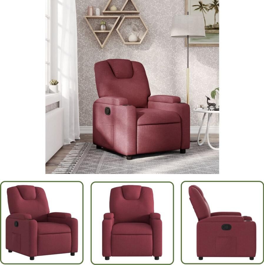The Living Store Fauteuil verstelbaar stof wijnrood Verstelbare Fauteuil Fauteuils Lounge Stoel Relaxfauteuil Woonkamermeubilair