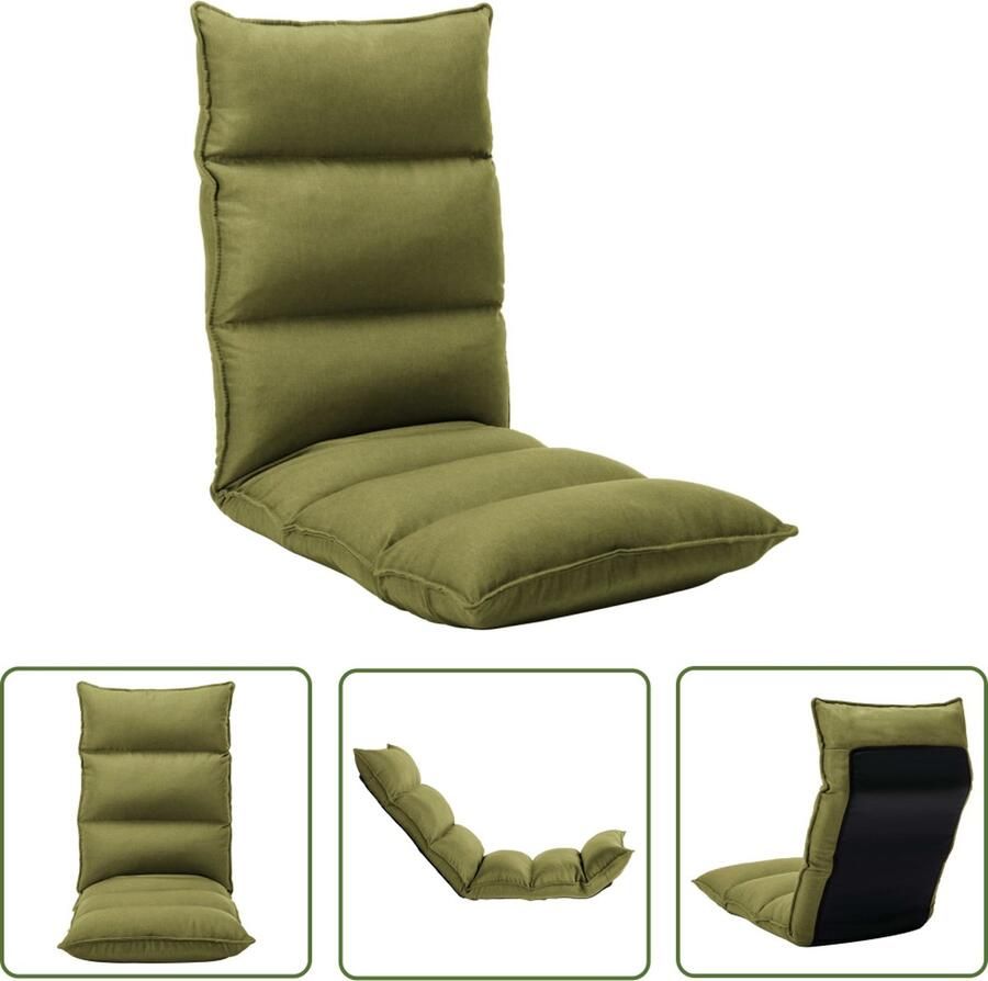 The Living Store Vloerstoel Groen 135 x 50 x 13 cm Verstelbaar Vloerstoel Lounge Stoel Lounge Bank Zitbank Vouwstoel