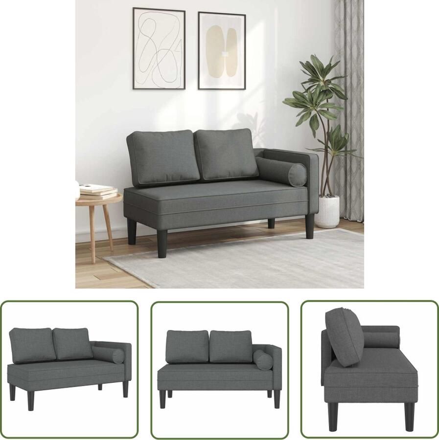 The Living Store Chaise Longue Donkergrijs 116.5 x 62 x 57.5 cm Comfortabel en Duurzaam Chaise Lounge Loungebank Tuinmeubel Buitenmeubel Relaxstoel
