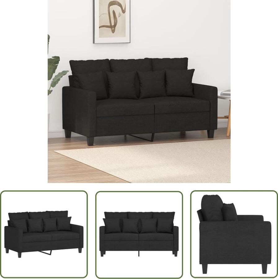 The Living Store Loungebank Roma 138 x 77 x 80 cm Comfortabel en duurzaam Tweezitsbank Loungebank Zwarte Bank Comfortabele Bank Stijlvolle Bank