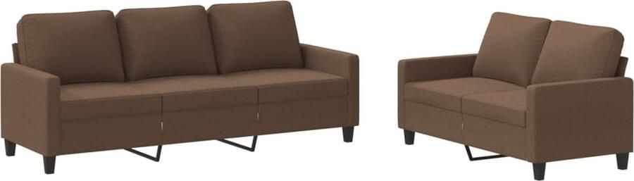 VidaXL Loungeset 2-delig Bruin Inclusief kussens Loungeset Bankstel Buitenmeubilair Loungehoek Tuinset Relaxstoel Stoffen Bank Bruine Bank - Foto 2