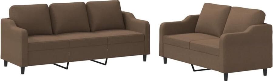 VidaXL Loungeset 2-delig Bruin Inclusief kussens Loungeset Tuinbank Lounge Stoffen Bankstellen 2 Persoons Bank - Foto 2