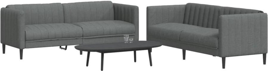 VidaXL Loungeset 2-delig Donkergrijs Comfortabel Loungeset Bankstel Sofa Donker Grijs Stoffen Bank