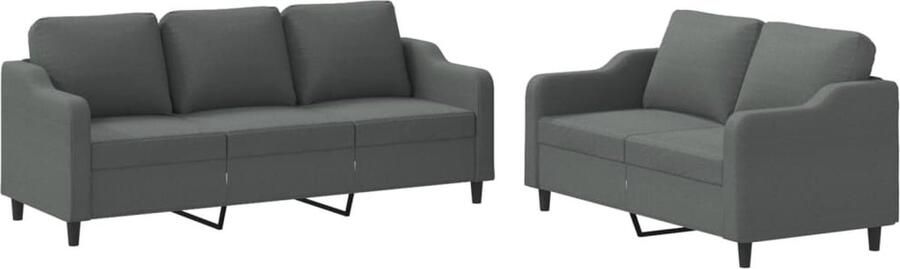 VidaXL Loungeset 2-delig Donkergrijs met kussens
