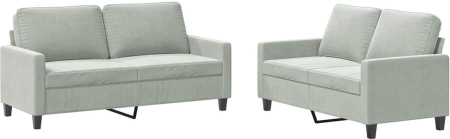 VidaXL Loungeset 2-delig Fluweel Lichtgrijs Loungebank Fluweelbanks Bankstel 2 Persoons Bank Grijze Bank - Foto 2