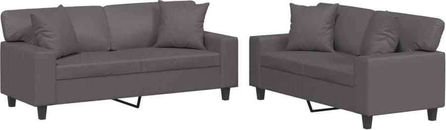 VidaXL Loungeset 2-delig Grijs Kunstleer Inclusief Kussens