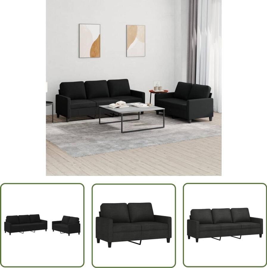 VidaXL Loungeset 2-delig Inclusief Kussens Zwart Loungeset Bankstel Tuinmeubilair Zwarte Lounge Set Zitzitting Buitenkamerset Relaxstoel - Foto 2